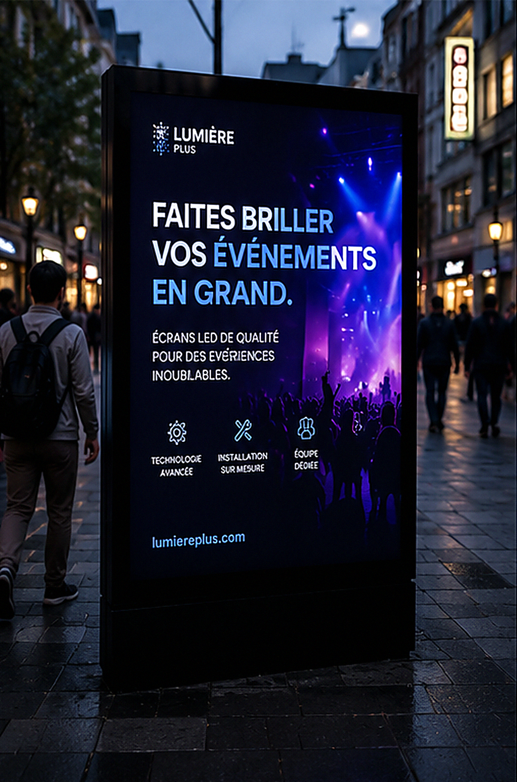 Écran LED en vitrine urbaine — Lumière Plus