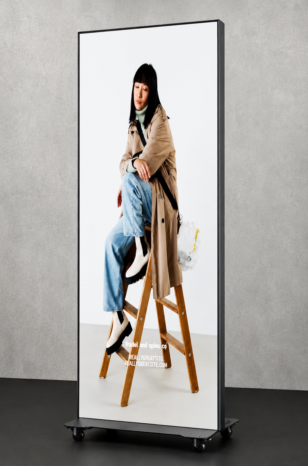 Affiche DEL pliable sur roulettes Zeeyon